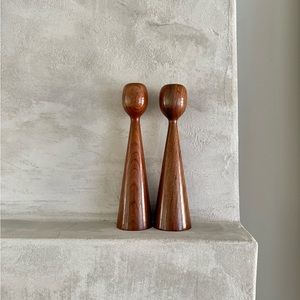 VINTAGE candlestick Danish teak wood MCM